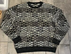VTG Montechiaro Italy 3D Textured Knit Sweater Mens M Coogi Style Scalloped Crew